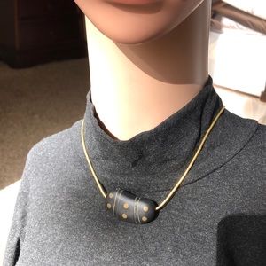 Vintage - 15” Goldtone Painted Bean Necklace